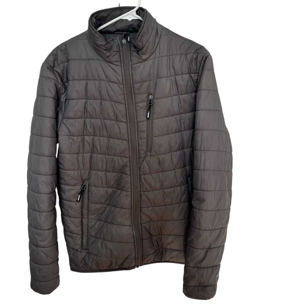 Outdoor Ventures Jacket Men Small Puffer Packable Long Sleeve Winter Hiking Gray